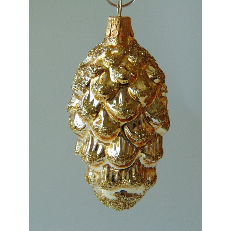Christmas glass ornament pinecone gold decor 964 www.bohemia-glass-products.com