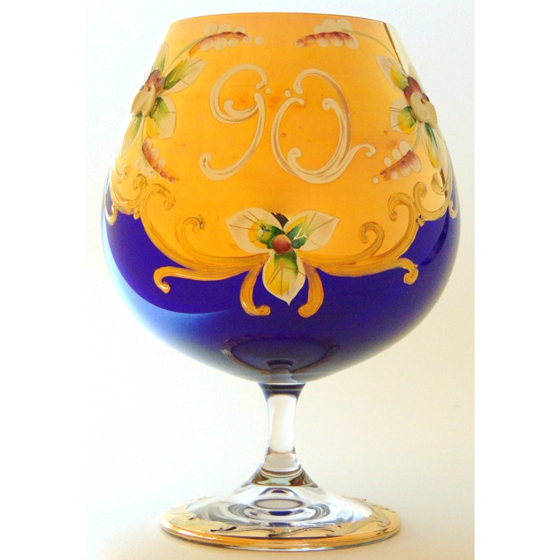 Gift Glass 90year for cognac blue www.bohemia-glass-products.com
