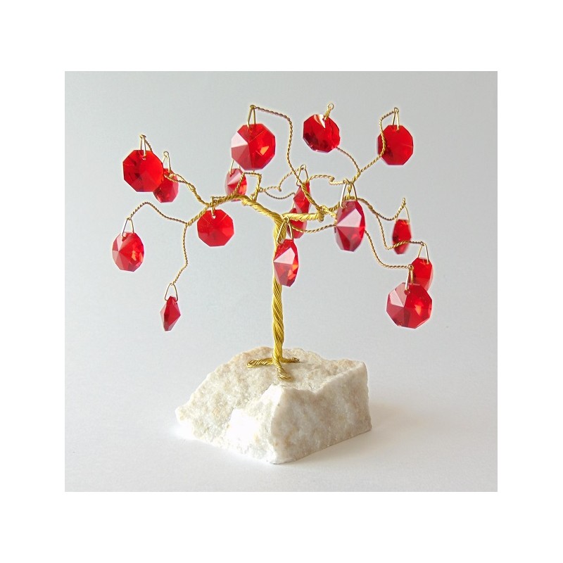Tree of happiness with crystal trimmings red www.bohemia-glass-products.com