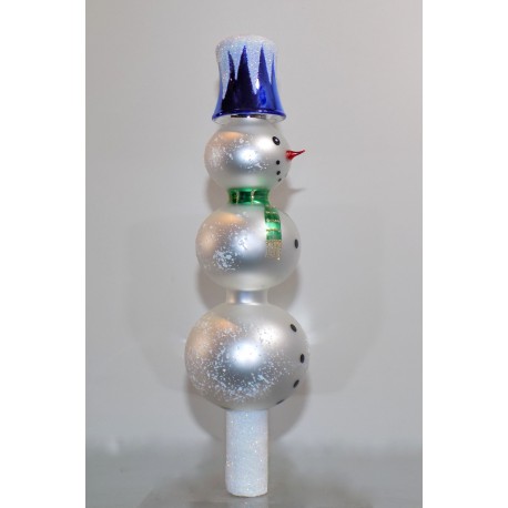 Christmas Tree Topper Shaped Snowman, Blue Pot www.sklenenevyrobky.cz
