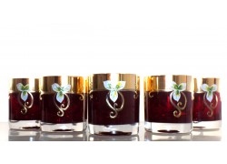 Whiskey glasses, 6 pcs, gilded and enamelled, ruby colors  www.sklenenevyrobky.cz