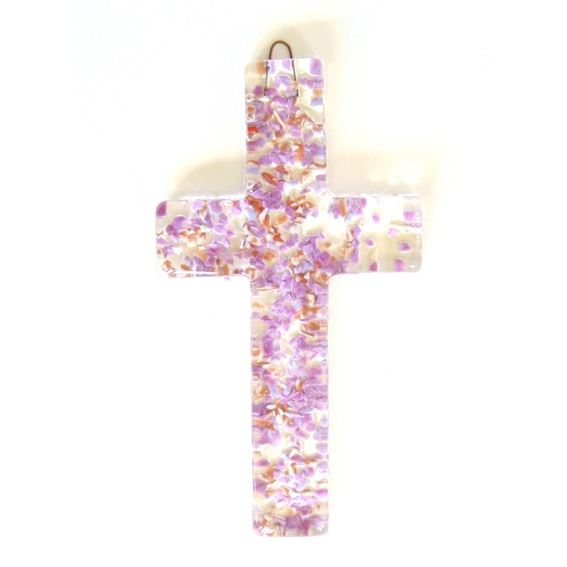Cross on the wall 20cm in violet www.bohemia-glass-products.com