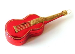 Christbaumschmuck Gitarre rotes Glanzdekor     www.glas-produkte.com