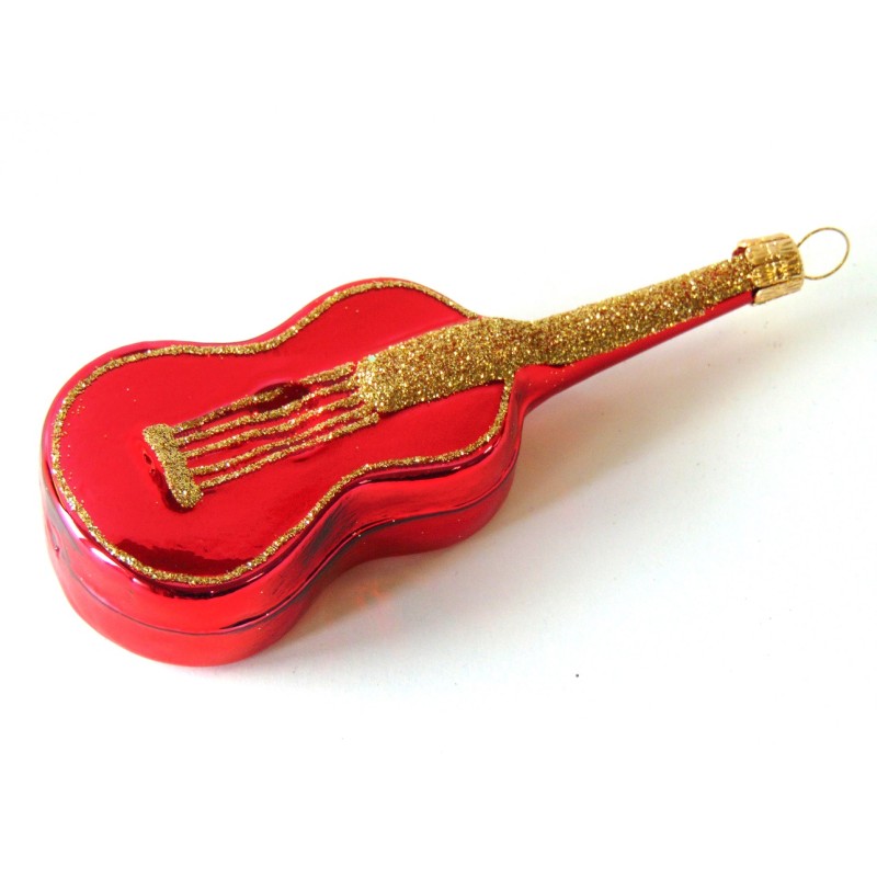 Christmas ornament guitar red glossy decor www.bohemia-glass-products.com