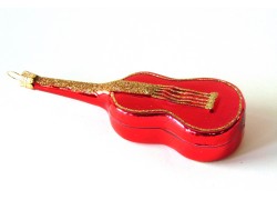 Christbaumschmuck Gitarre rotes Glanzdekor      www.glas-produkte.com