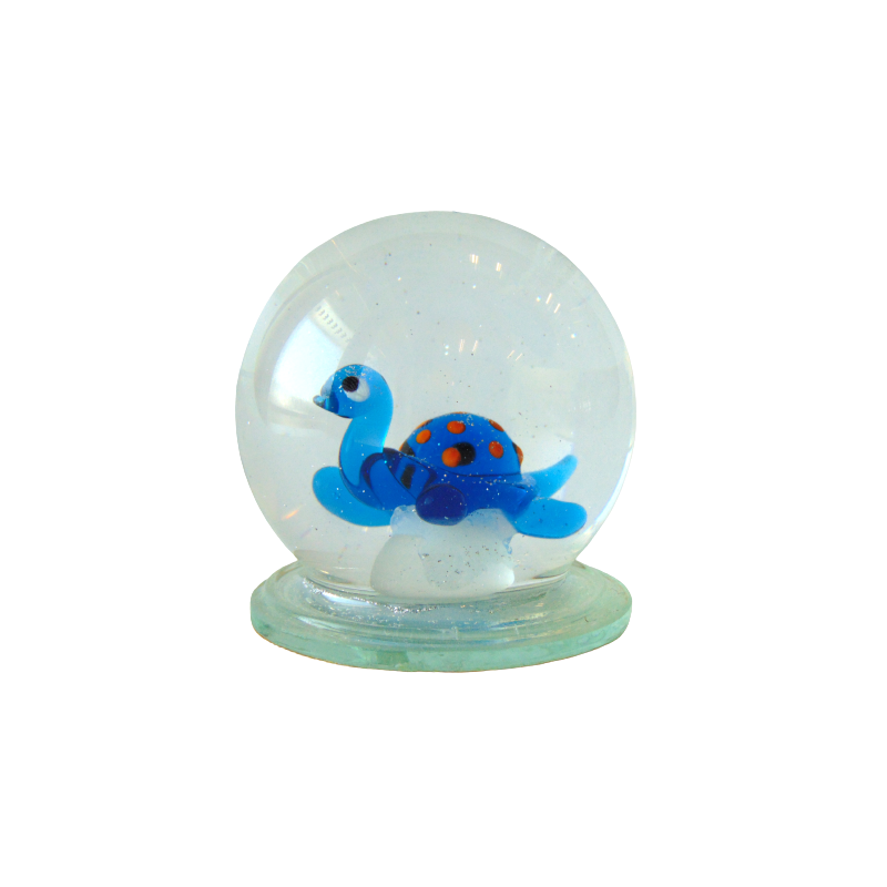 Snow globe 6cm blue turtle www.bohemia-glass-products.com