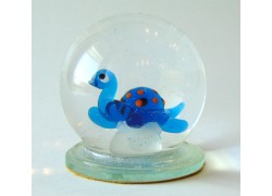 Snow globe 6cm blue turtle www.bohemia-glass-products.com