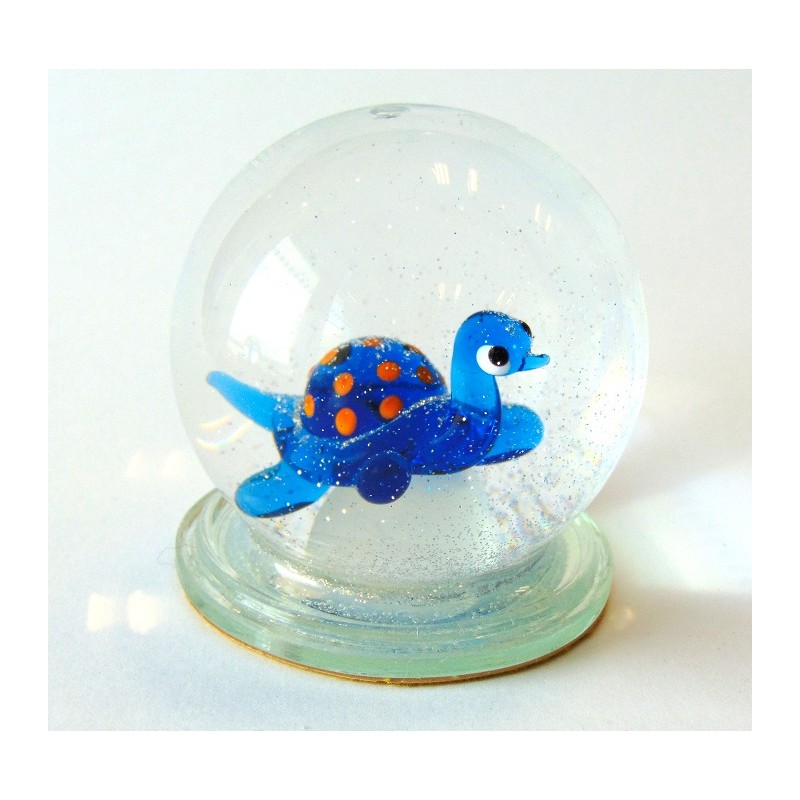 Snow globe 6cm blue turtle