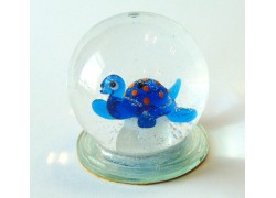 Snow globe 6cm blue turtle