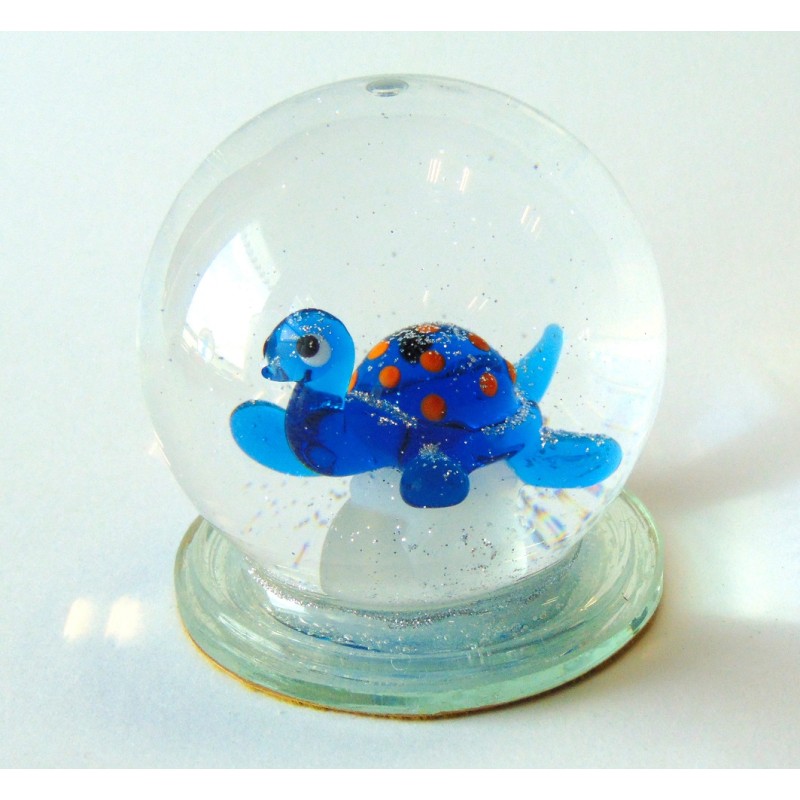 Sněžící koule 6cm modrá želva