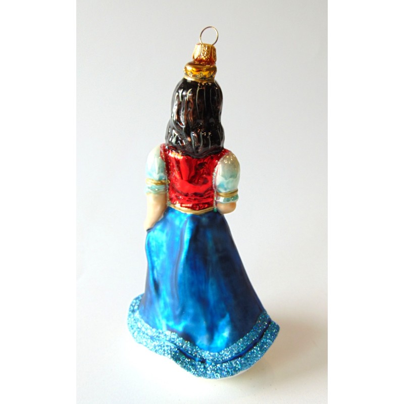 Christbaumschmuck Schneewittchen in einem blau Kleid     www.glas-produkte.com