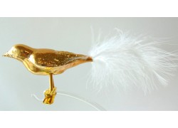 Vánoční ozdoba ptáček Vrabec 3347 zlatý