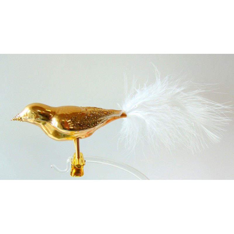 Christmas glass ornaments bird sparrow 3347 gold   www.bohemia-glass-products.com
