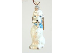 Christmas glass ornaments Poodle dog with blue collar F251   www.bohemia-glass-products.com