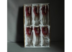 Wine glass, 6 pcs, decor swan, in red, 250ml  www.sklenenevyrobky.cz