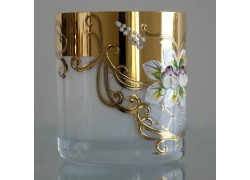Gläser Whisky, 6 Stück, vergoldet und emailliert, weiß  www.sklenenevyrobky.cz