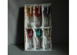 Wine glass, 6 pcs, decor swan, in 6 colors  www.sklenenevyrobky.cz