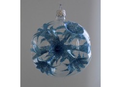 Weihnachtsbälle 8cm, blaue Lilien www.sklenenevyrobky.cz