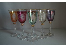 Wine glass, 6 pcs, decoration grapes, 250ml, 6 colors  www.sklenenevyrobky.cz