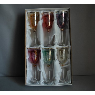 Weinglas, 6 Stück, Dekoration Trauben, 250 ml, 6 Farben  www.sklenenevyrobky.cz