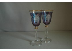 Wine glass, 2 pcs, decor grape, 250ml, in blue  www.sklenenevyrobky.cz
