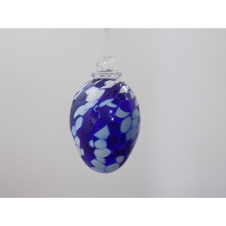Vajíčko z hutního skla modré V. 8 cm
