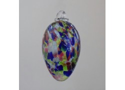 Vajíčko z hutního skla barevné transparentní VIII. 8 cm