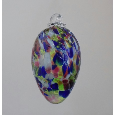 Vajíčko z hutního skla barevné transparentní VIII. 8 cm