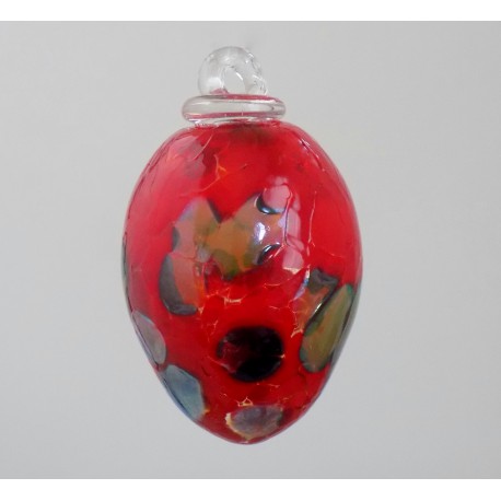 Vajíčko z hutního skla červené  I. 8 cm