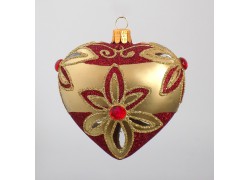 Weihnachtsherz - Verzierung für Weihnachtsbaum, Vintage goldene Matte www.sklenenevyrobky.cz