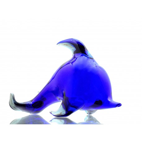 Delfín z foukaného skla modrý www.sklenenevyrobky.cz