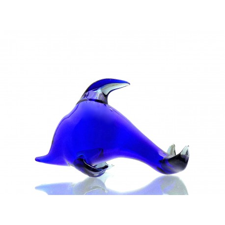 Blue glass dolphin www.sklenenevyrobky.cz
