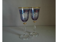 Weinglas, 2 Stück, Dekorblume, 250ml, in blau  www.sklenenevyrobky.cz