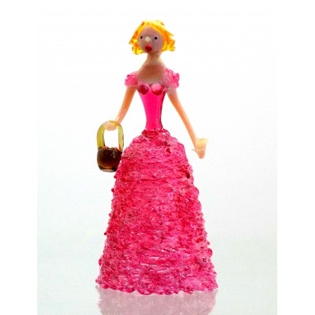 Figurine - lady with basket, in pink dress www.sklenenevyrobky.cz