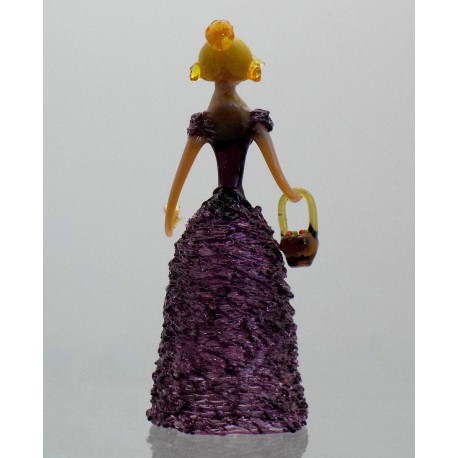 Figurine - lady with basket, in purple dress www.sklenenevyrobky.cz