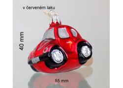 Vianočná ozdoba auto VW Beetle v červenom dekore 5032 www.sklenenevyrobky.cz