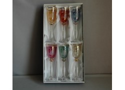 Aperitif glasses, 6 pcs, swans decor, in 6 colors  www.sklenenevyrobky.cz