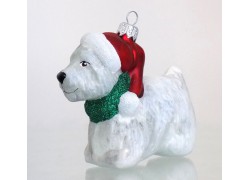 Christmas ornament Christmas dog with cap www.sklenenevyrobky.cz