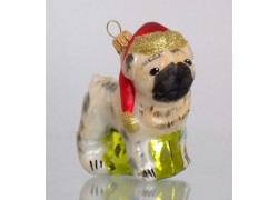 Christmas ornament dog pug www.sklenenevyrobky.cz