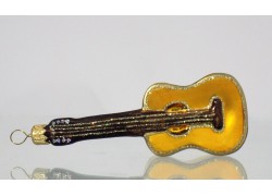 Christbaumschmuck Gitarre, goldene Dekor www.sklenenevyrobky.cz