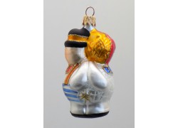 Christmas ornament of the Lord and Mrs. Snowman www.sklenenevyrobky.cz