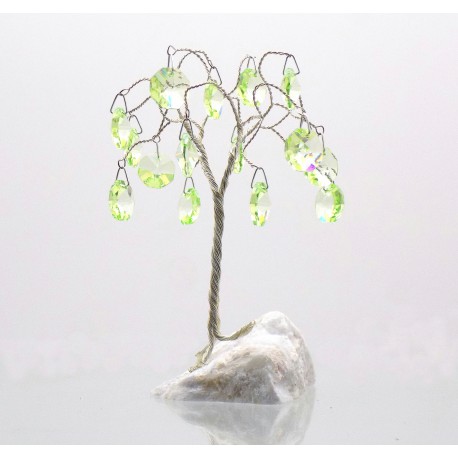 Silver lucky tree with crystal trimmings, malachite green www.sklenenevyrobky.cz