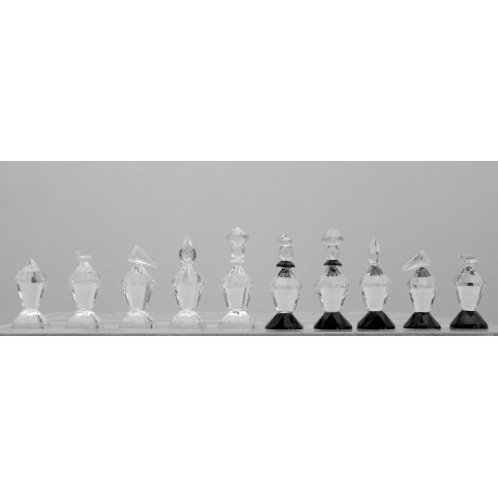 Šach z brúsených komponentov 18x18cm www.sklenenevyrobky.cz