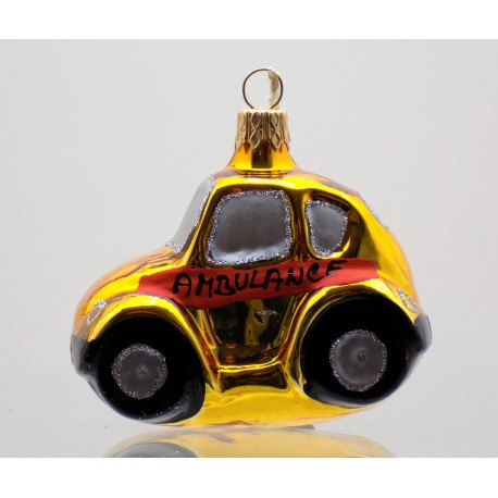 Christmas ornament car rescue service, in golden decor 2060 www.sklenenevyrobky.cz