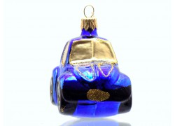 Christmas ornament car VW Beetle in blue decor www.sklenenevyrobky.cz