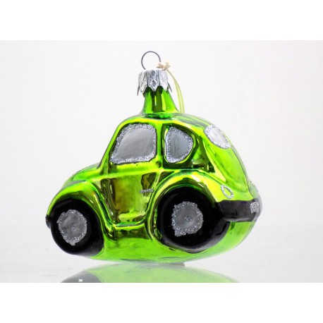 Christmas ornament car VW beetle in green decoration 7019 www.sklenenevyrobky.cz