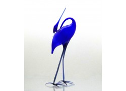 Blue heron made of glass www.sklenenevyrobky.cz