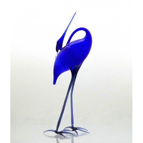 Blue heron made of glass www.sklenenevyrobky.cz
