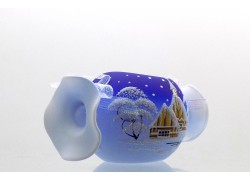 Weihnachtskerzenhalter - in Form eines blauen Bonbons www.sklenenevyrobky.cz