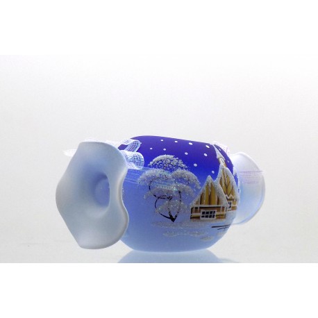 Christmas candlestick in the shape of a blue candy www.sklenenevyrobky.cz